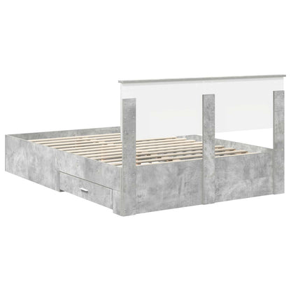 Bedframe met hoofdeinde Beton Grijs 140 x 200 cm Bewerkt hout