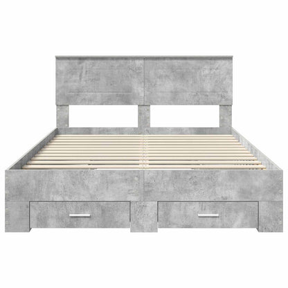 Bedframe met hoofdeinde Beton Grijs 140 x 200 cm Bewerkt hout