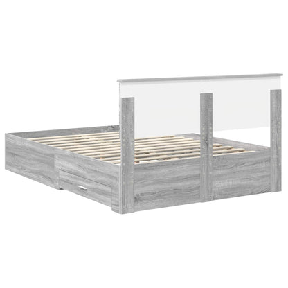 Bedframe met hoofdeinde Grijs Sonoma 140 x 200 cm Bewerkt hout