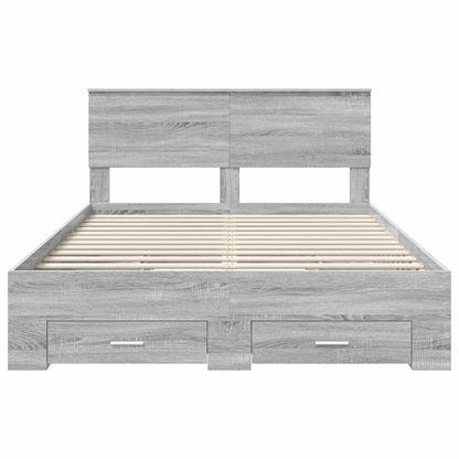 Bedframe met hoofdeinde Grijs Sonoma 140 x 200 cm Bewerkt hout