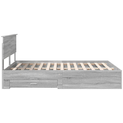 Bedframe met hoofdeinde Grijs Sonoma 140 x 200 cm Bewerkt hout