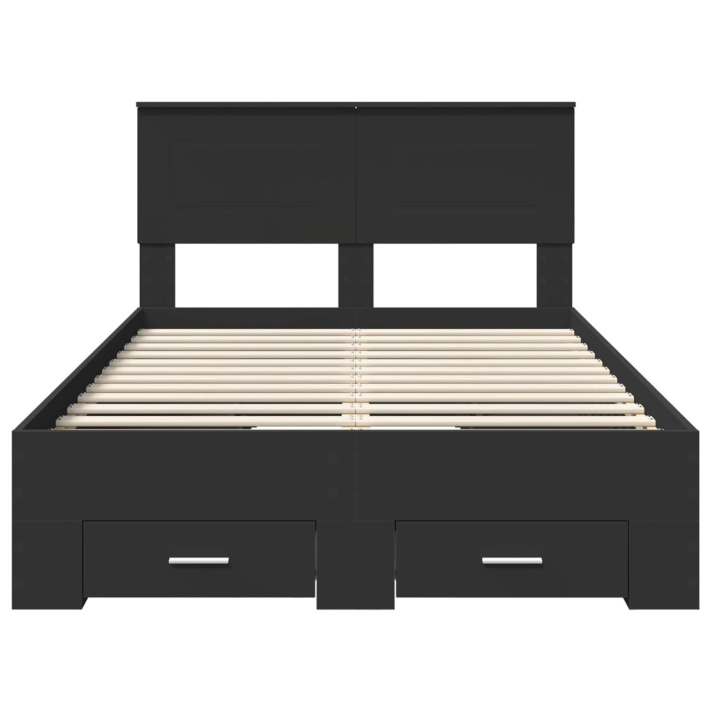 Bedframe met hoofdeinde Zwart 135 x 190 cm Bewerkt hout