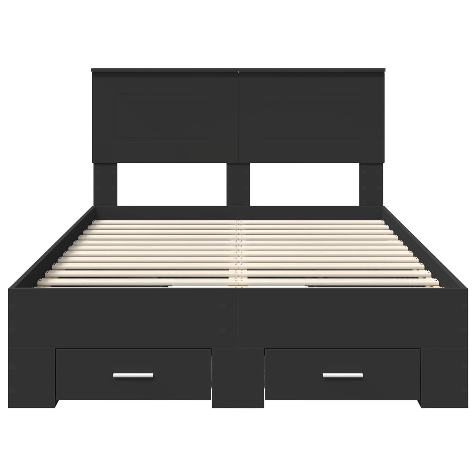 Bedframe met hoofdeinde Zwart 135 x 190 cm Bewerkt hout