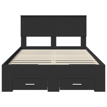 Bedframe met hoofdeinde Zwart 135 x 190 cm Bewerkt hout