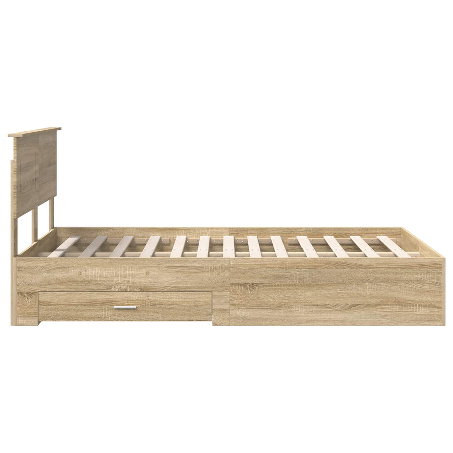 Bedframe met hoofdeinde Sonoma Eiken 135 x 190 cm Bewerkt hout