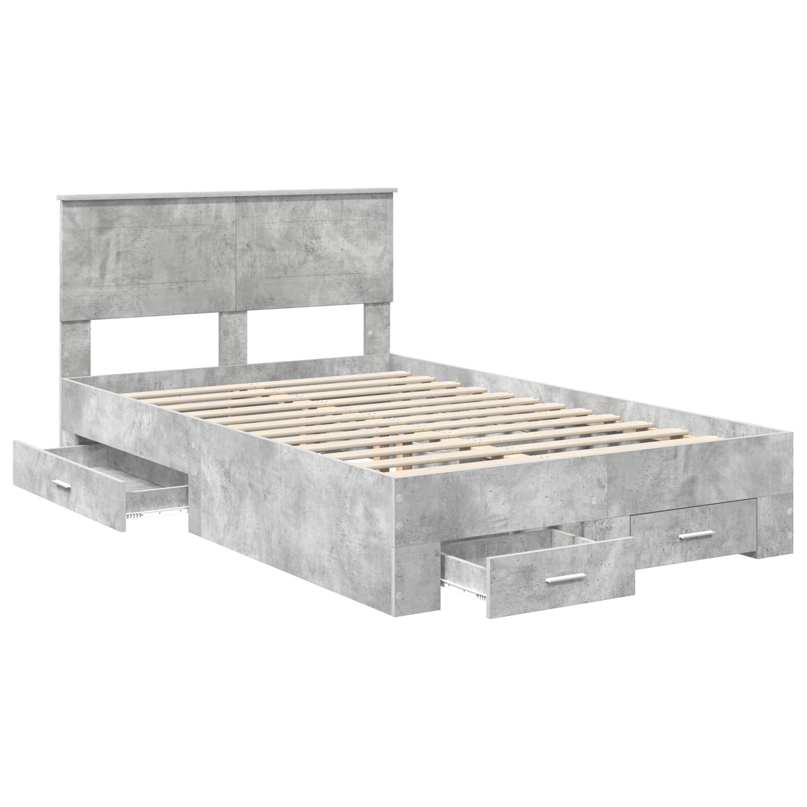 Bedframe met hoofdeinde Beton Grijs 135 x 190 cm Bewerkt hout