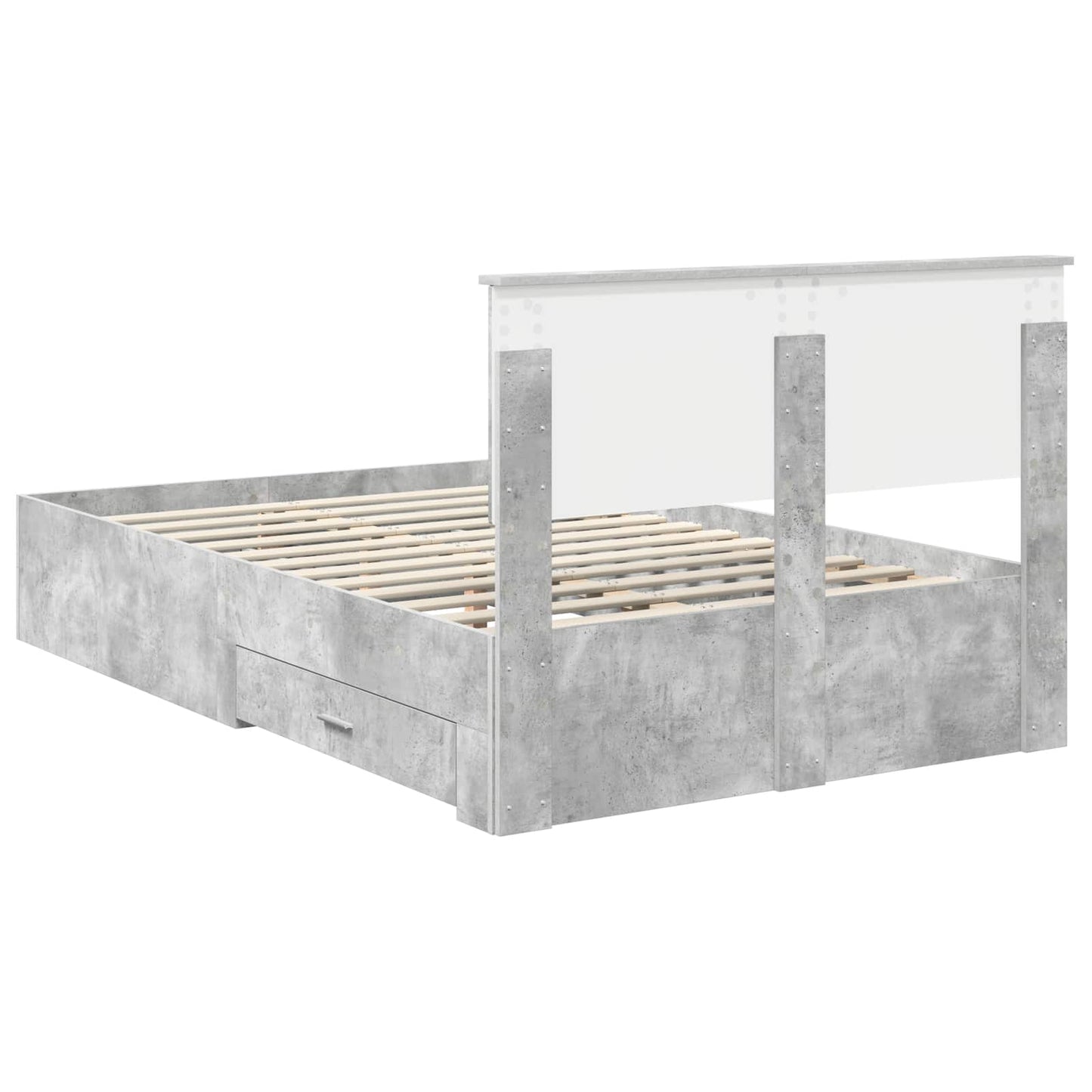 Bedframe met hoofdeinde Beton Grijs 135 x 190 cm Bewerkt hout