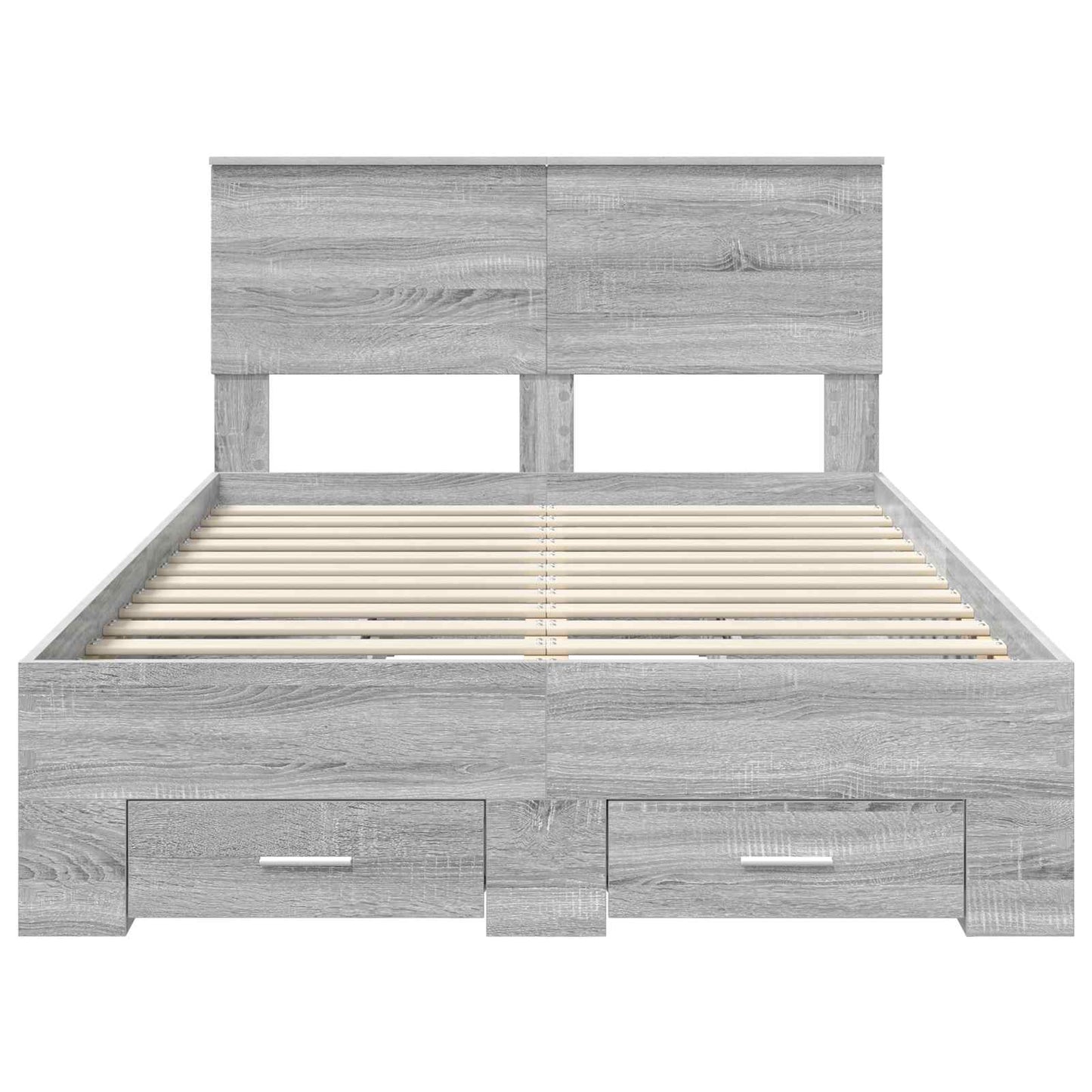 Bedframe met hoofdeinde Grijs Sonoma 135 x 190 cm Bewerkt hout