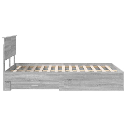 Bedframe met hoofdeinde Grijs Sonoma 135 x 190 cm Bewerkt hout