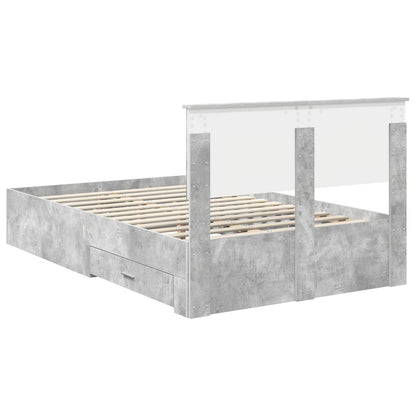 Bedframe met hoofdeinde Beton Grijs 120 x 190 cm Bewerkt hout