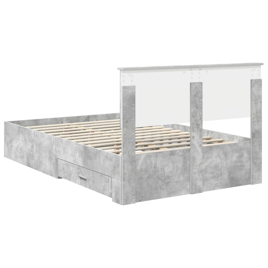 Bedframe met hoofdeinde Beton Grijs 120 x 190 cm Bewerkt hout