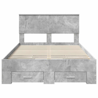 Bedframe met hoofdeinde Beton Grijs 120 x 190 cm Bewerkt hout