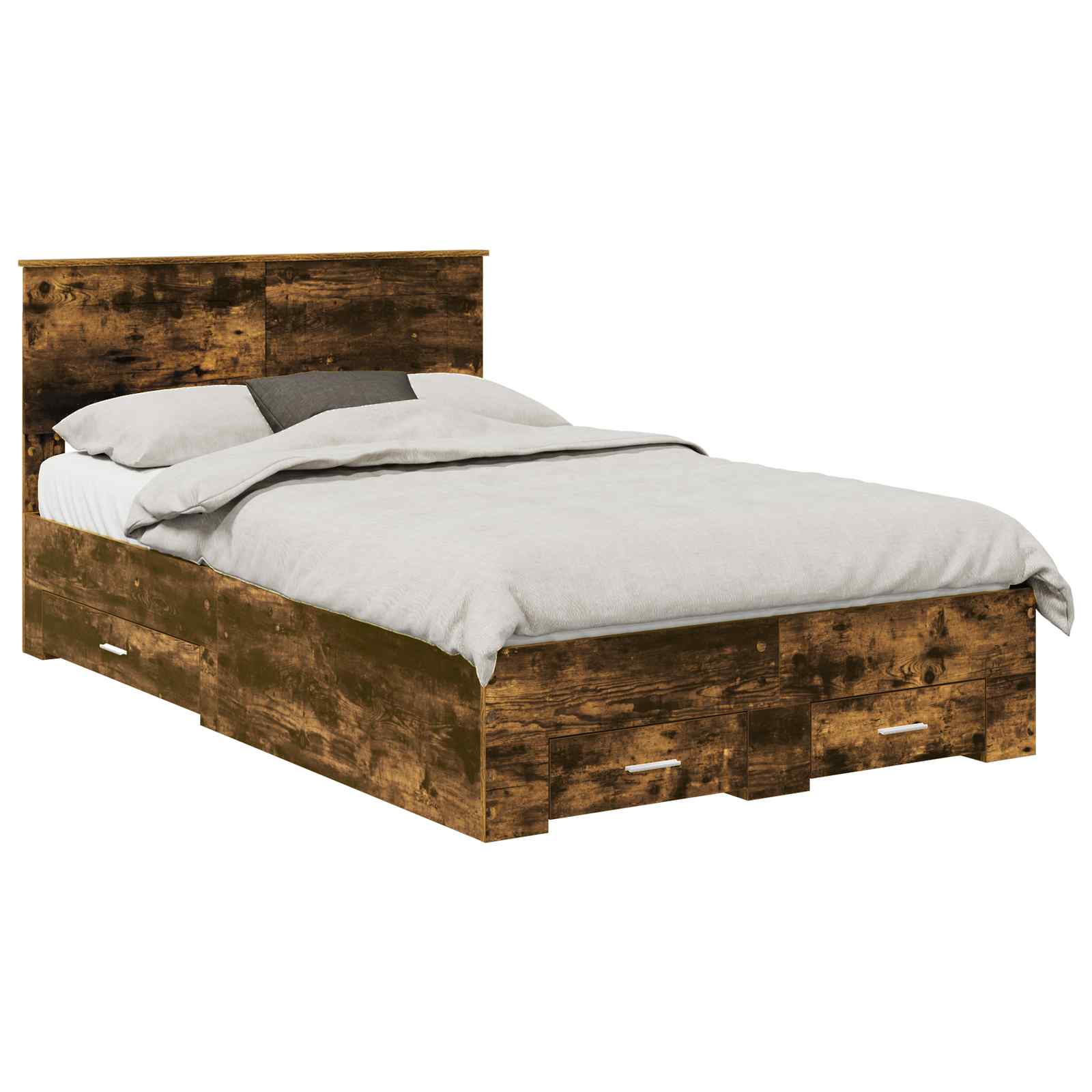 Bedframe met hoofdeinde Gerookt eiken 120 x 190 cm Bewerkt hout