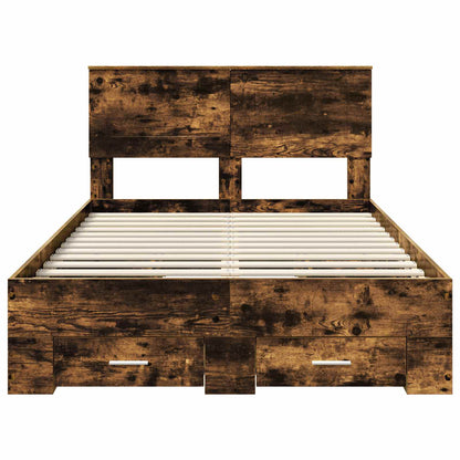 Bedframe met hoofdeinde Gerookt eiken 120 x 190 cm Bewerkt hout