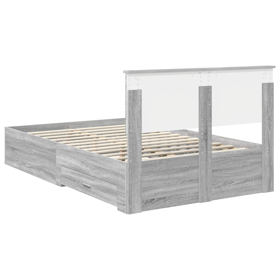 Bedframe met hoofdeinde Grijs Sonoma 120 x 190 cm Bewerkt hout
