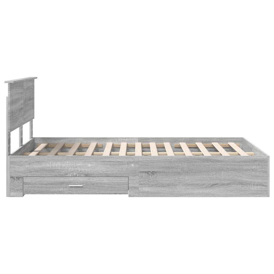 Bedframe met hoofdeinde Grijs Sonoma 120 x 190 cm Bewerkt hout