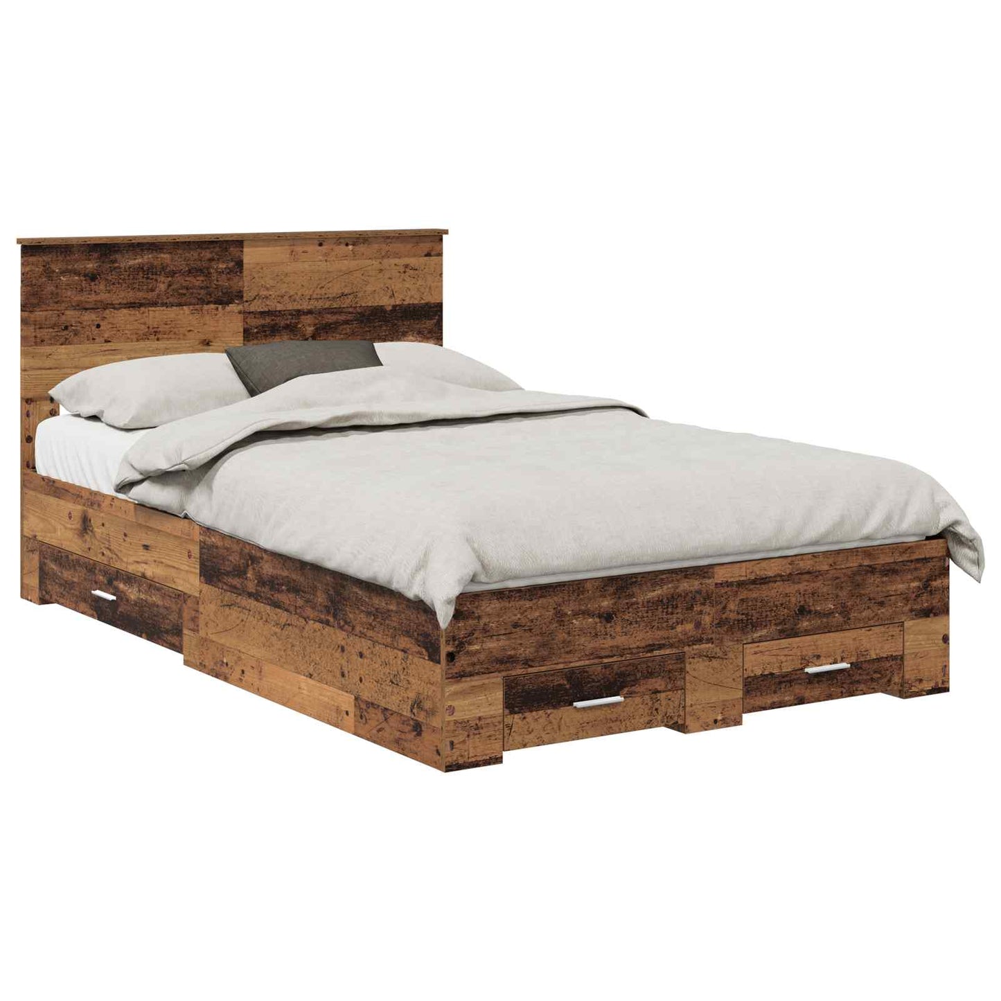 Bedframe met hoofdeinde Oudhout 120 x 190 cm Bewerkt hout