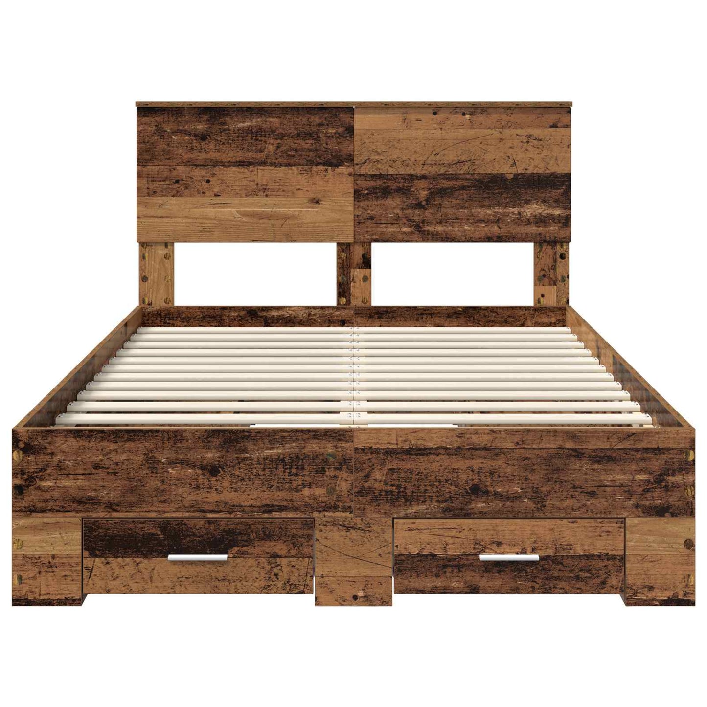 Bedframe met hoofdeinde Oudhout 120 x 190 cm Bewerkt hout