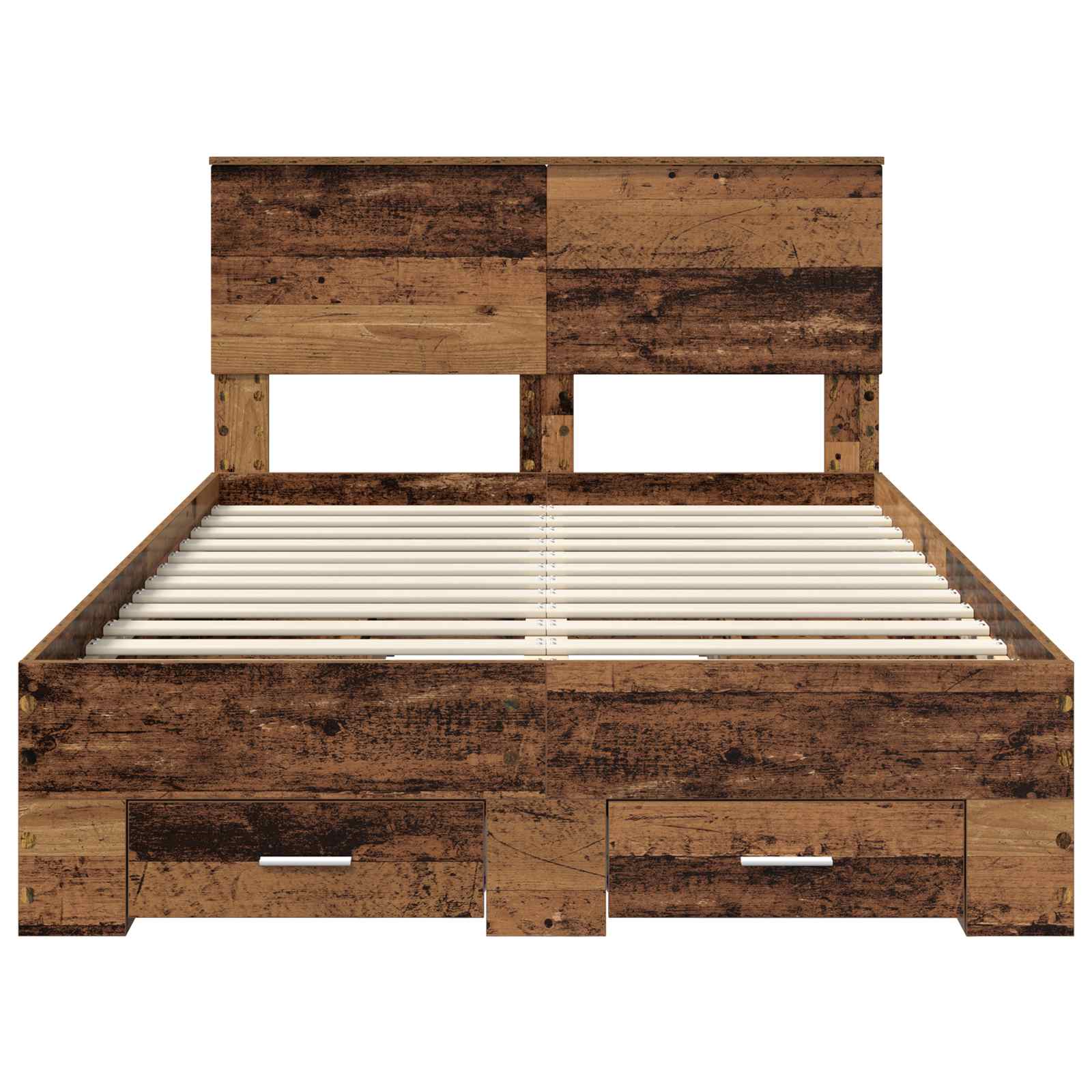 Bedframe met hoofdeinde Oudhout 120 x 190 cm Bewerkt hout