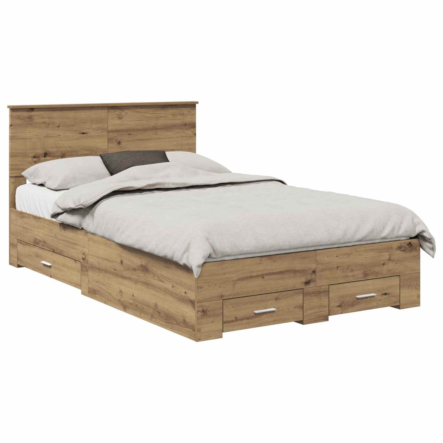 Bedframe met hoofdeinde Artisan Eiken 120 x 190 cm Bewerkt hout