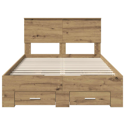 Bedframe met hoofdeinde Artisan Eiken 120 x 190 cm Bewerkt hout