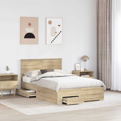 Bedframe met hoofdeinde Sonoma Eiken 120 x 200 cm Bewerkt hout