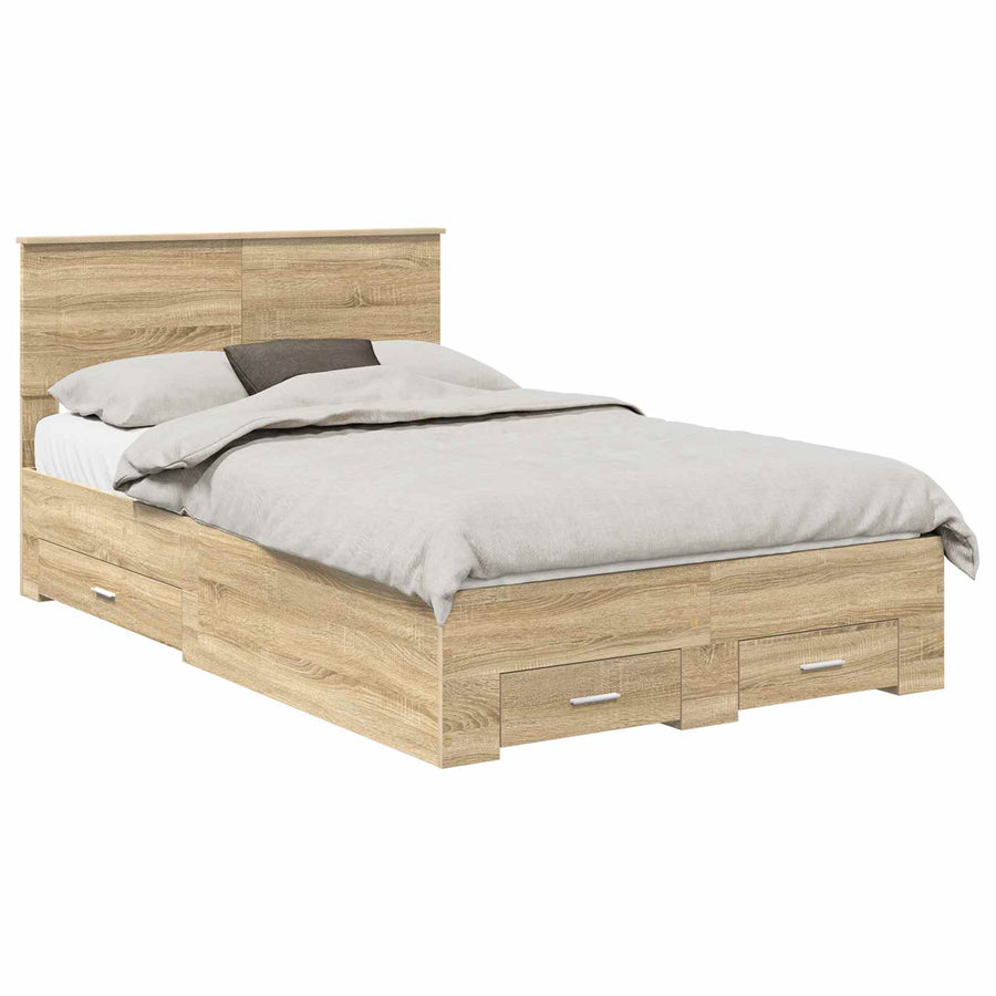 Bedframe met hoofdeinde Sonoma Eiken 120 x 200 cm Bewerkt hout