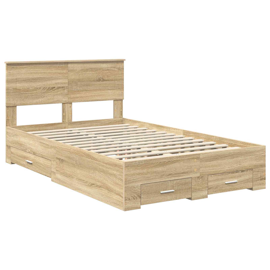 Bedframe met hoofdeinde Sonoma Eiken 120 x 200 cm Bewerkt hout