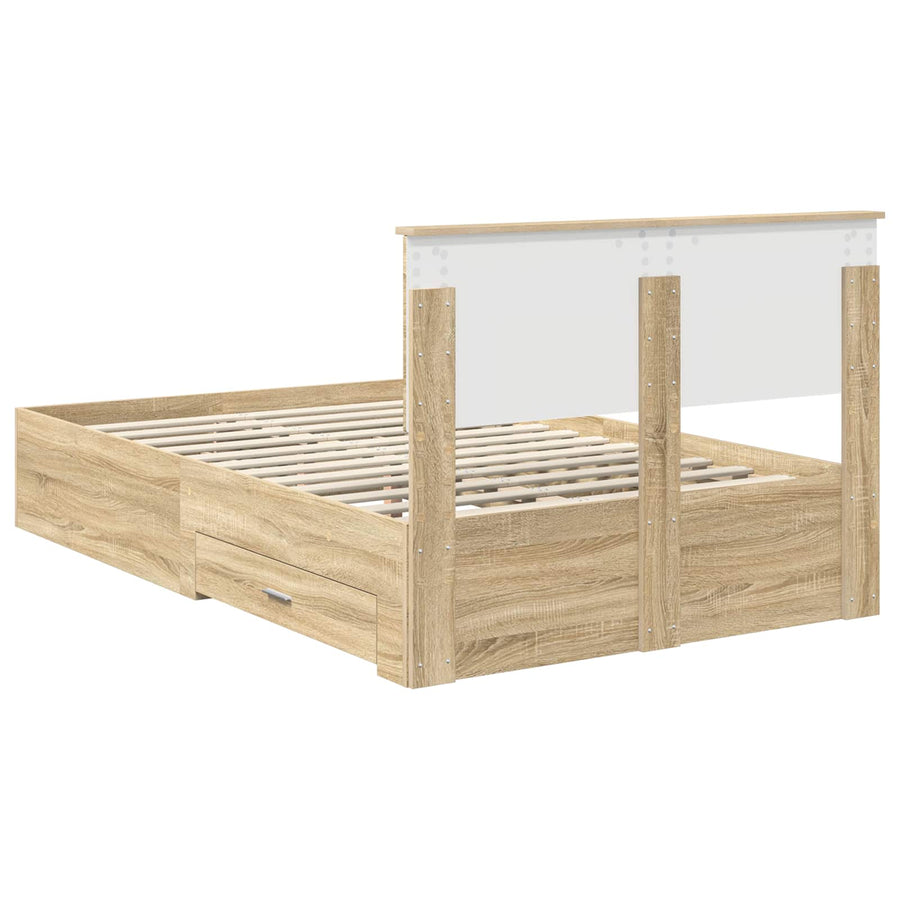 Bedframe met hoofdeinde Sonoma Eiken 120 x 200 cm Bewerkt hout