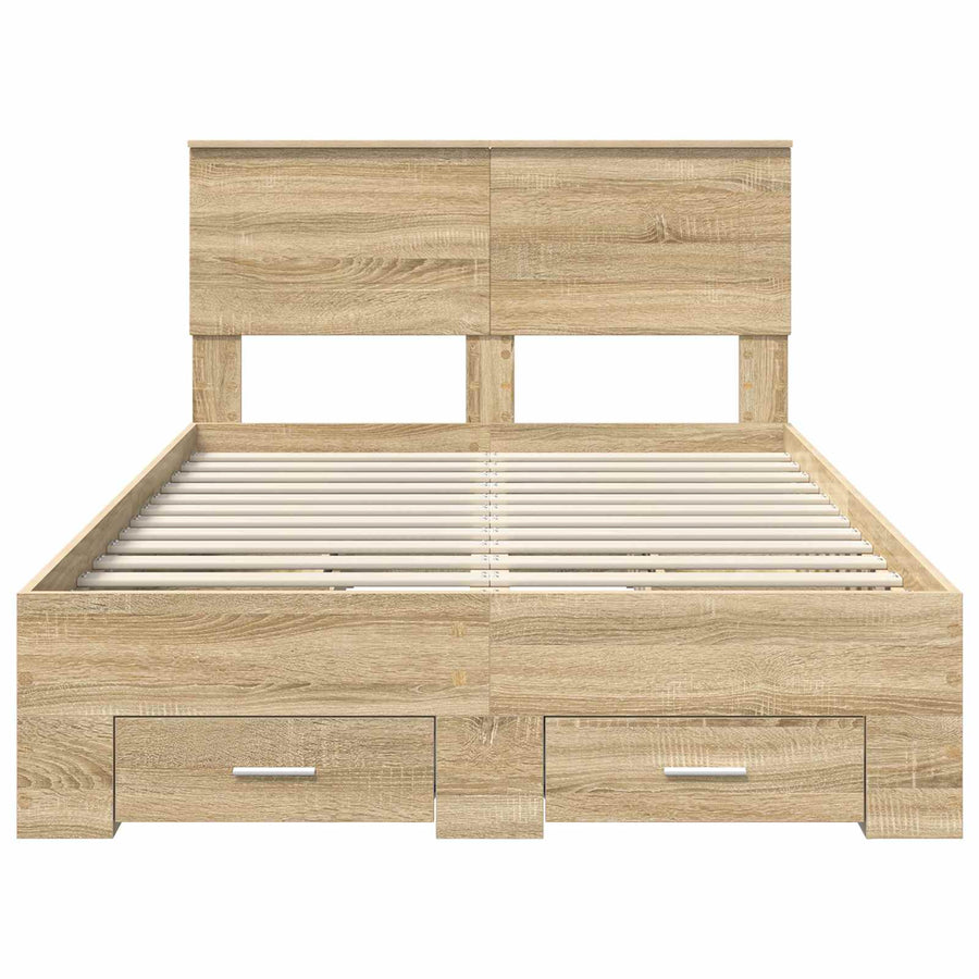 Bedframe met hoofdeinde Sonoma Eiken 120 x 200 cm Bewerkt hout
