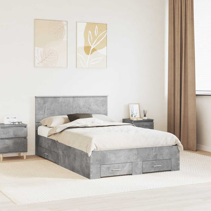 Bedframe met hoofdeinde Beton Grijs 120 x 200 cm Bewerkt hout