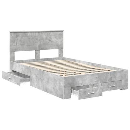 Bedframe met hoofdeinde Beton Grijs 120 x 200 cm Bewerkt hout