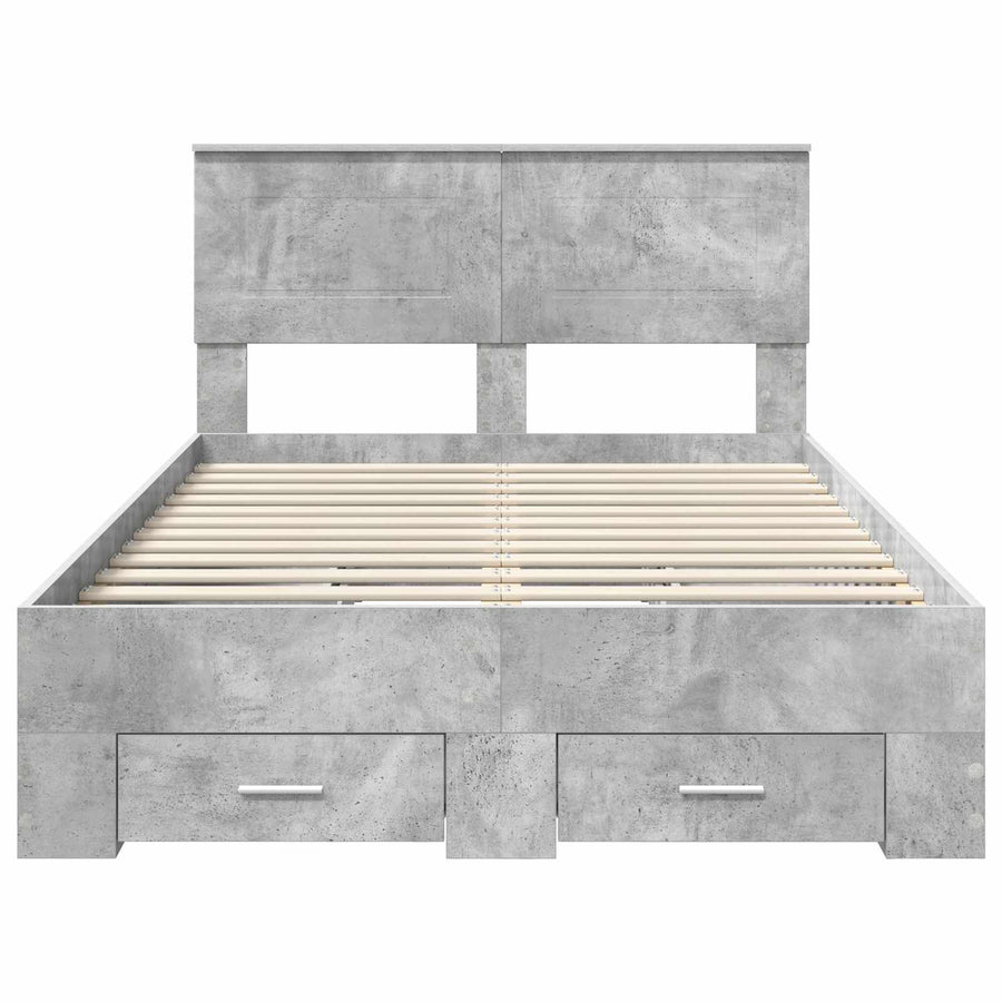 Bedframe met hoofdeinde Beton Grijs 120 x 200 cm Bewerkt hout