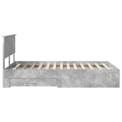 Bedframe met hoofdeinde Beton Grijs 120 x 200 cm Bewerkt hout