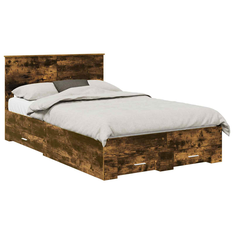 Bedframe met hoofdeinde Gerookt eiken 120 x 200 cm Bewerkt hout