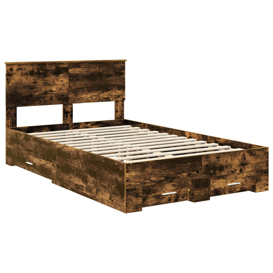 Bedframe met hoofdeinde Gerookt eiken 120 x 200 cm Bewerkt hout