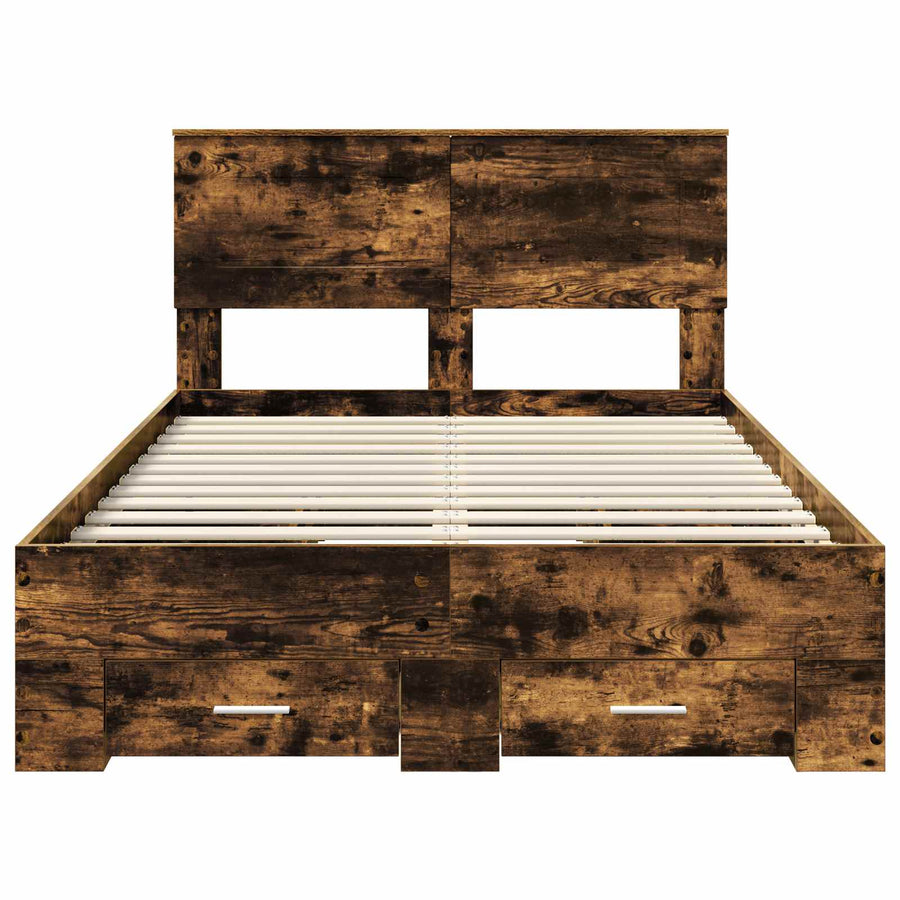 Bedframe met hoofdeinde Gerookt eiken 120 x 200 cm Bewerkt hout