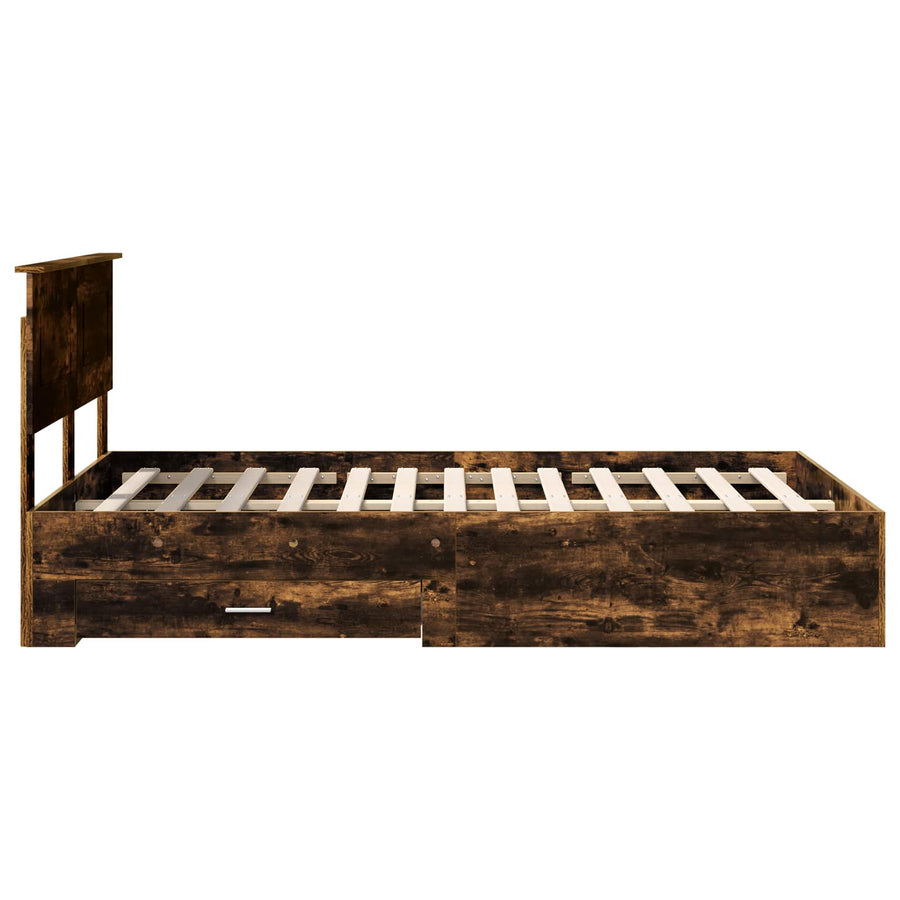 Bedframe met hoofdeinde Gerookt eiken 120 x 200 cm Bewerkt hout