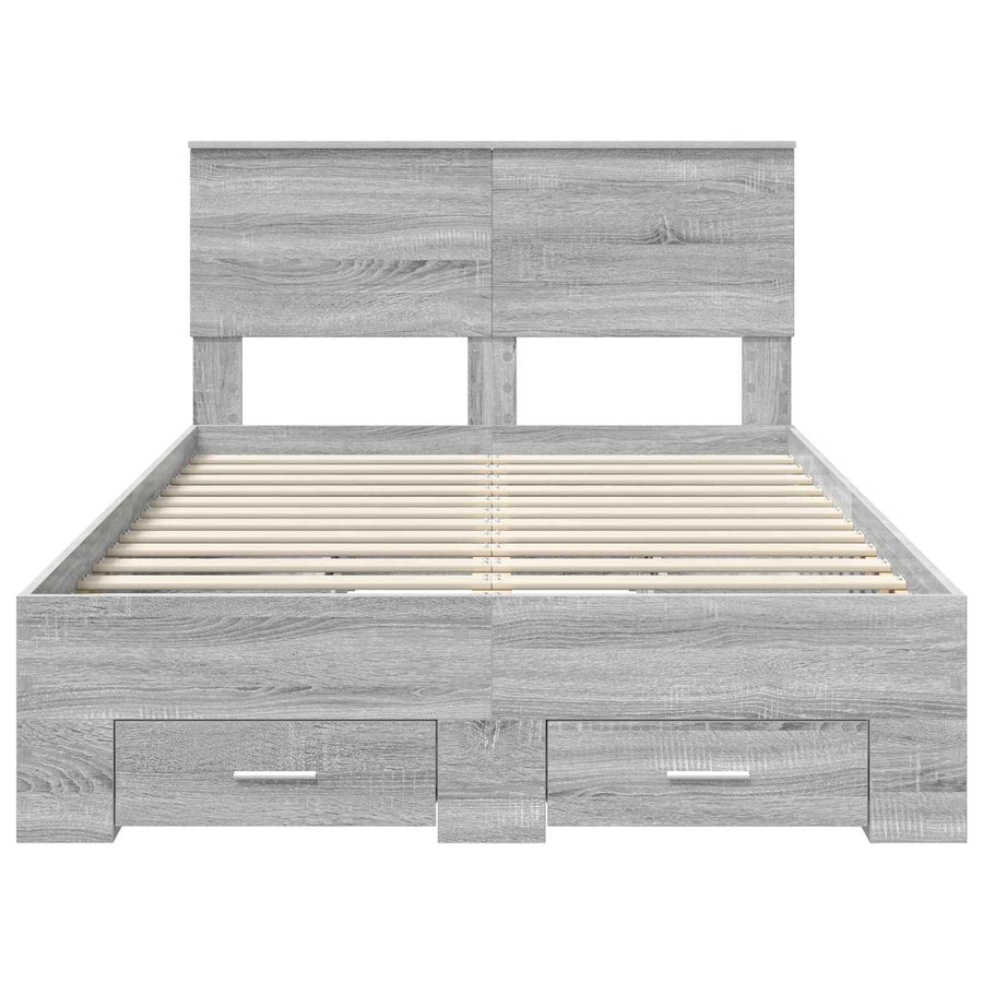 Bedframe met hoofdeinde Grijs Sonoma 120 x 200 cm Bewerkt hout