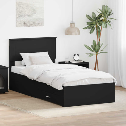 Bedframe met lade Zwart en Zilver 100 x 200 cm Bewerkt hout