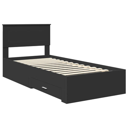 Bedframe met lade Zwart en Zilver 100 x 200 cm Bewerkt hout