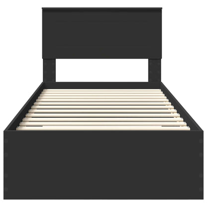 Bedframe met lade Zwart en Zilver 100 x 200 cm Bewerkt hout