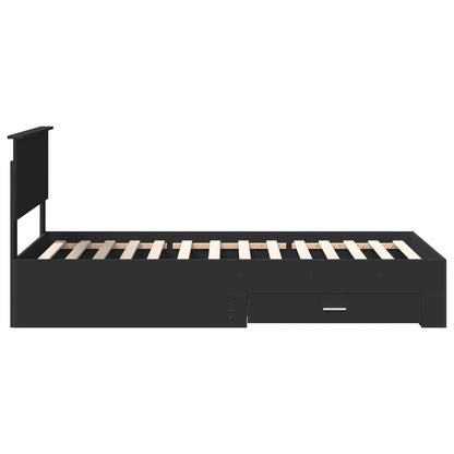 Bedframe met lade Zwart en Zilver 100 x 200 cm Bewerkt hout