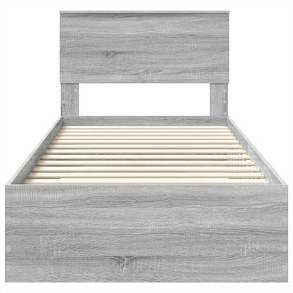 Bedframe met hoofdeinde Grijs Sonoma 100 x 200 cm Bewerkt hout