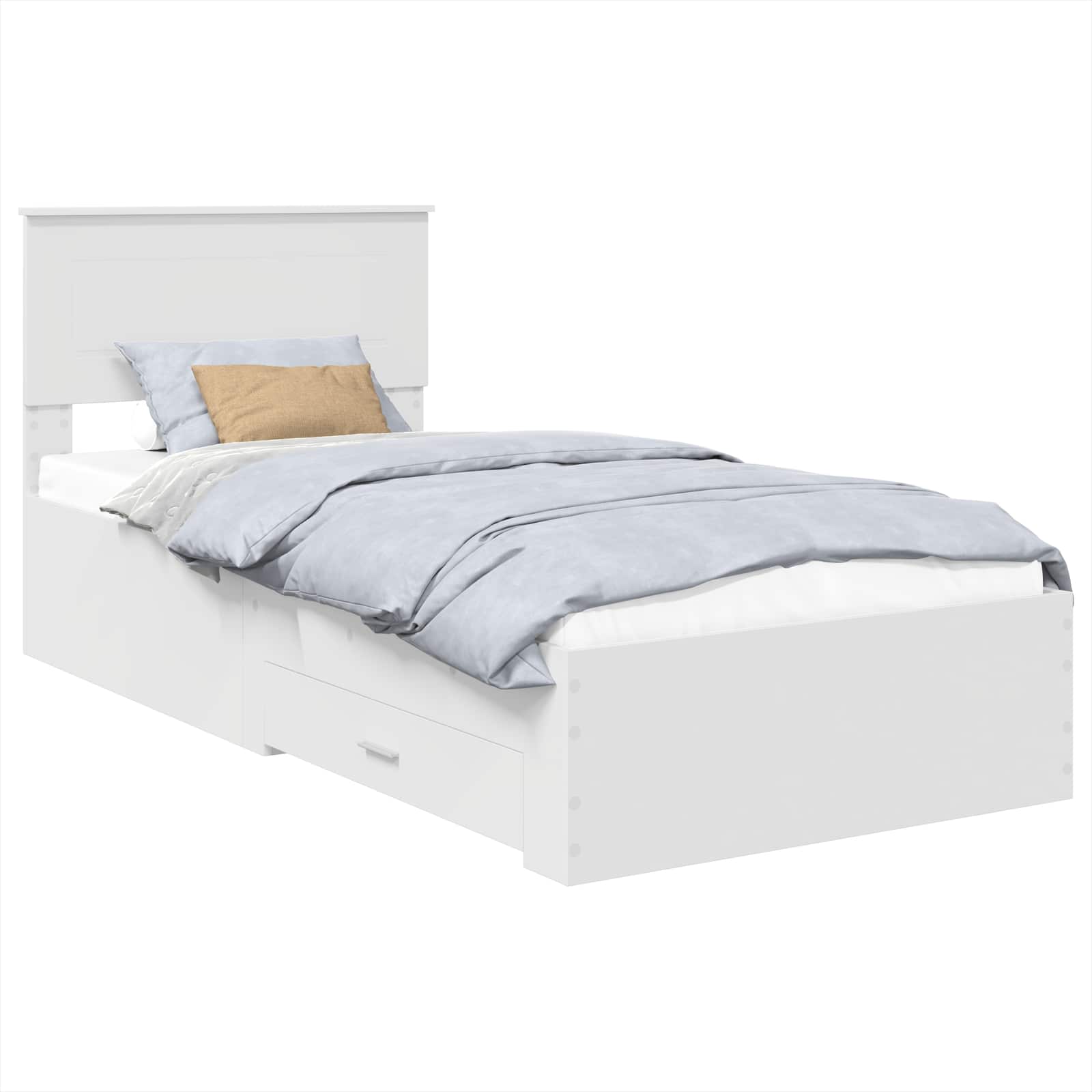 Bedframe met hoofdeinde met lade Wit 90 x 190 cm Bewerkt hout