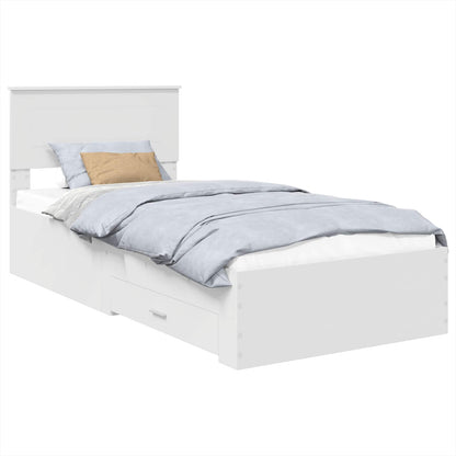 Bedframe met hoofdeinde met lade Wit 90 x 190 cm Bewerkt hout