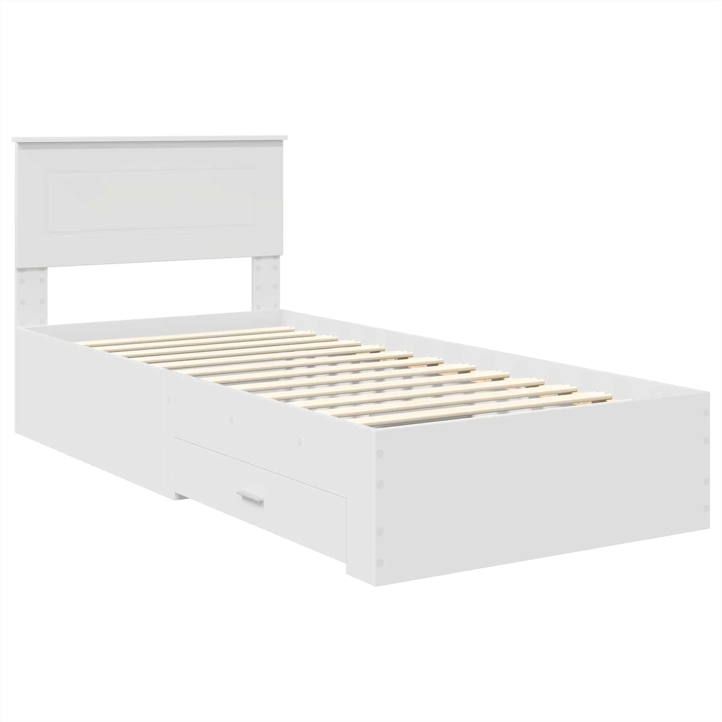 Bedframe met hoofdeinde met lade Wit 90 x 190 cm Bewerkt hout