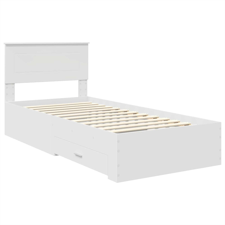 Bedframe met hoofdeinde met lade Wit 90 x 190 cm Bewerkt hout