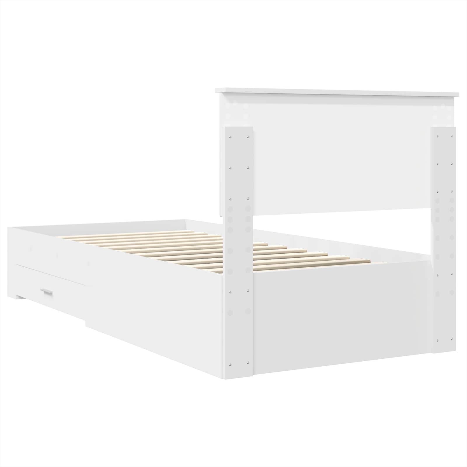 Bedframe met hoofdeinde met lade Wit 90 x 190 cm Bewerkt hout