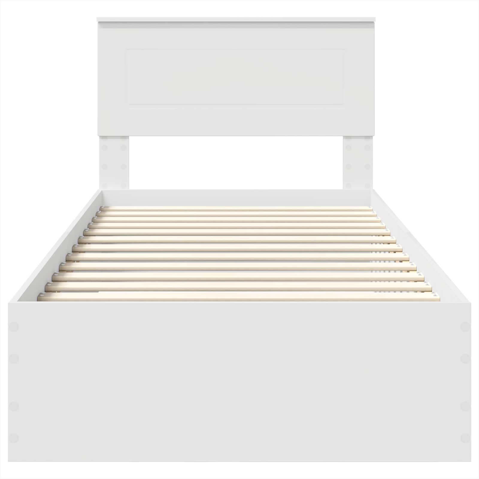 Bedframe met hoofdeinde met lade Wit 90 x 190 cm Bewerkt hout